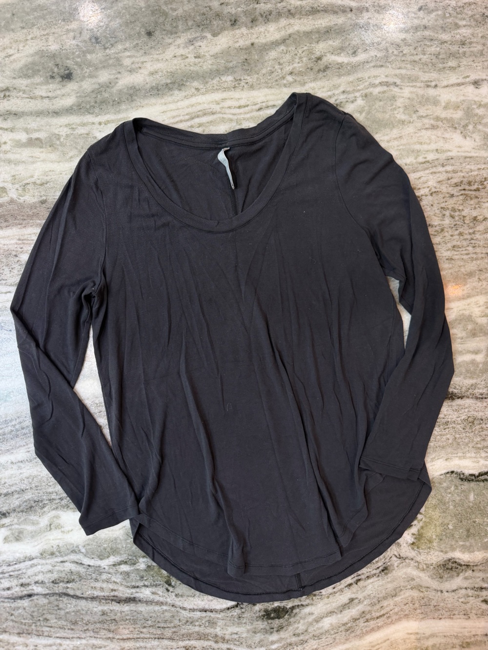 Athleta Black Scoop Neck Long-Sleeve Tee
